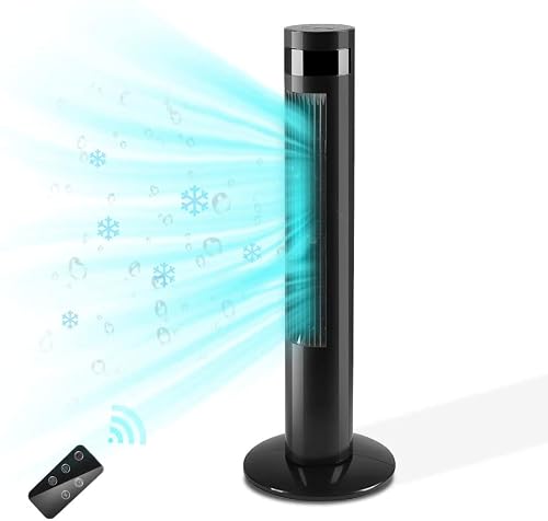 Antarctic Star Tower Fan Portable Electric Oscillating Fan Quiet Cooling Remote Control Standing Bladeless Floor Fans 3 Speeds Wind Modes Timer Bedroom Office (36 inch, Black)