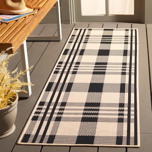SAFAVIEH Courtyard 2'3" x 14' Black/Bone