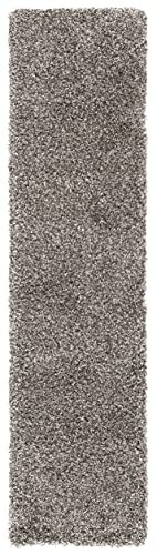 SAFAVIEH Milan Shag Collection Runner Rug - 2' x 16', Grey, Solid Design, Non-Shedding & Easy Care, 2-inch Thick Ideal for High Traffic Areas in Living Room, Bedroom (SG180-8080)
