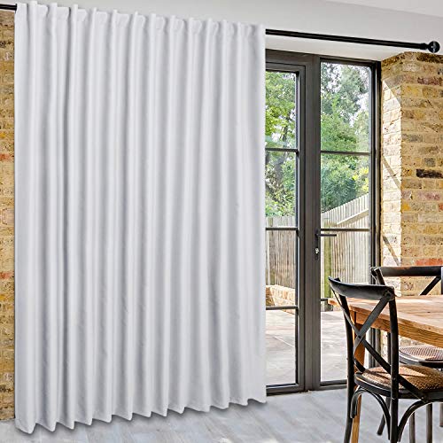 DWCN Patio Sliding Door Curtains - Extra Wide Curtains for Glass Door, Room Divider Blackout Thermal Curtain Panel with Back Tab & Rod Pocket for Bedroom Partition, 100 x 108 Inches, Greyish White