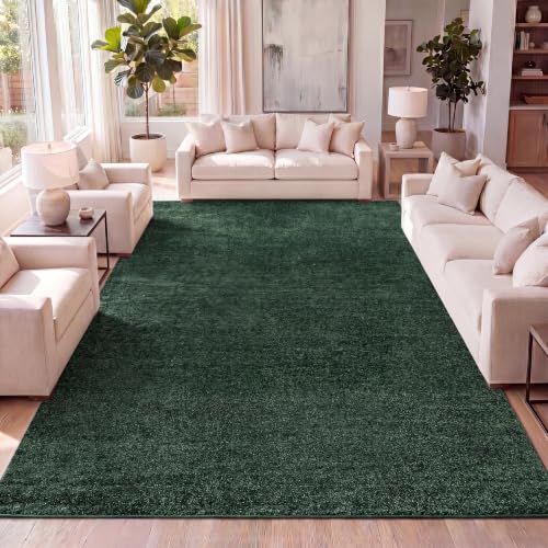 JONATHAN Y Haze Solid Low-Pile Emerald Indoor Area Rug 5x8, Coastal,Bohemian,Minimalist,Classic, Easy-Cleaning for Living Room,Bedroom,Kitchen,Pet Friendly,Non-Shedding (SEU100L-5)