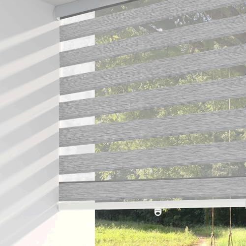 ShadesU Cordless Zebra Blinds, 32" x 72" (Grey)
