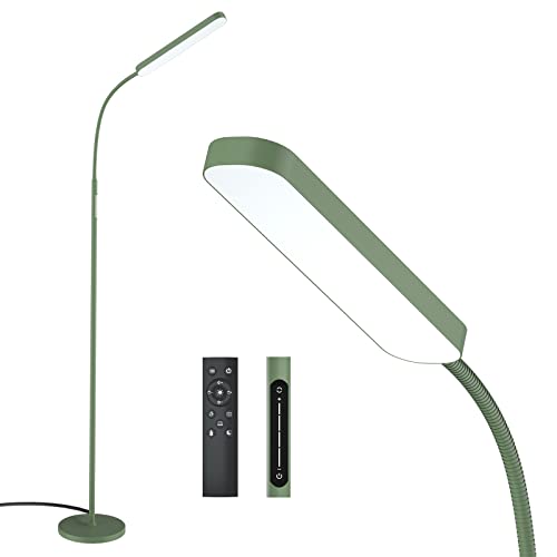 Wio-Mio Floor Lamp, 15w/1000lm Bright LED Floor Lamp with Stepless Adjustable 3000K-6000K Colors and Dimmer, Remote and Touch Control Reading Lamp, Adjustable Gooseneck Floor Lamp for Living Room