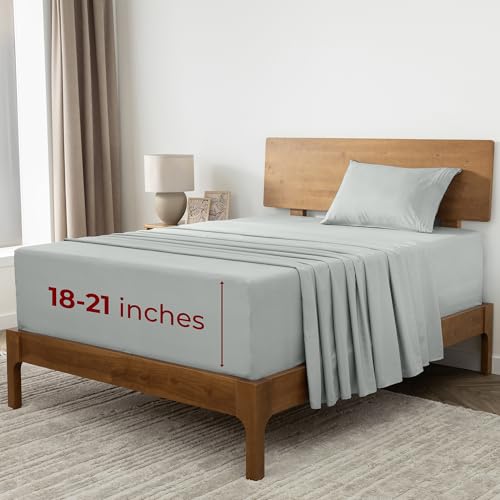Mellanni Extra Deep Twin XL Sheets - 3 PC Iconic Collection Bedding - Hotel Luxury, Ultra Soft, Cooling Bed Sheets - Wrinkle, Fade, Stain Resistant (Twin Extra Long, Spa Mint)