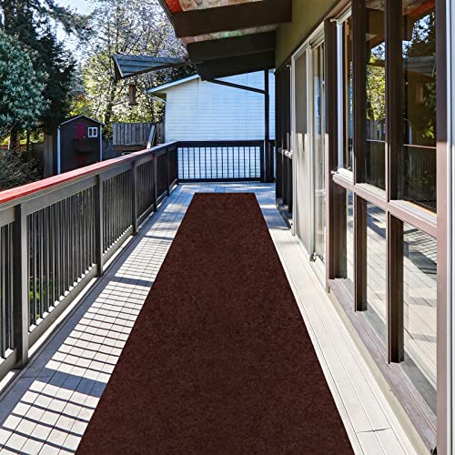 Runner Rug 2 ft x 63 ft Carpet Runners, Indoor/Outdoor Hallway Kitchen Entryway Bedroom Area Rugs with Non-Slip Rubber Backing, Garage mat, Chocolate Brown, Custom