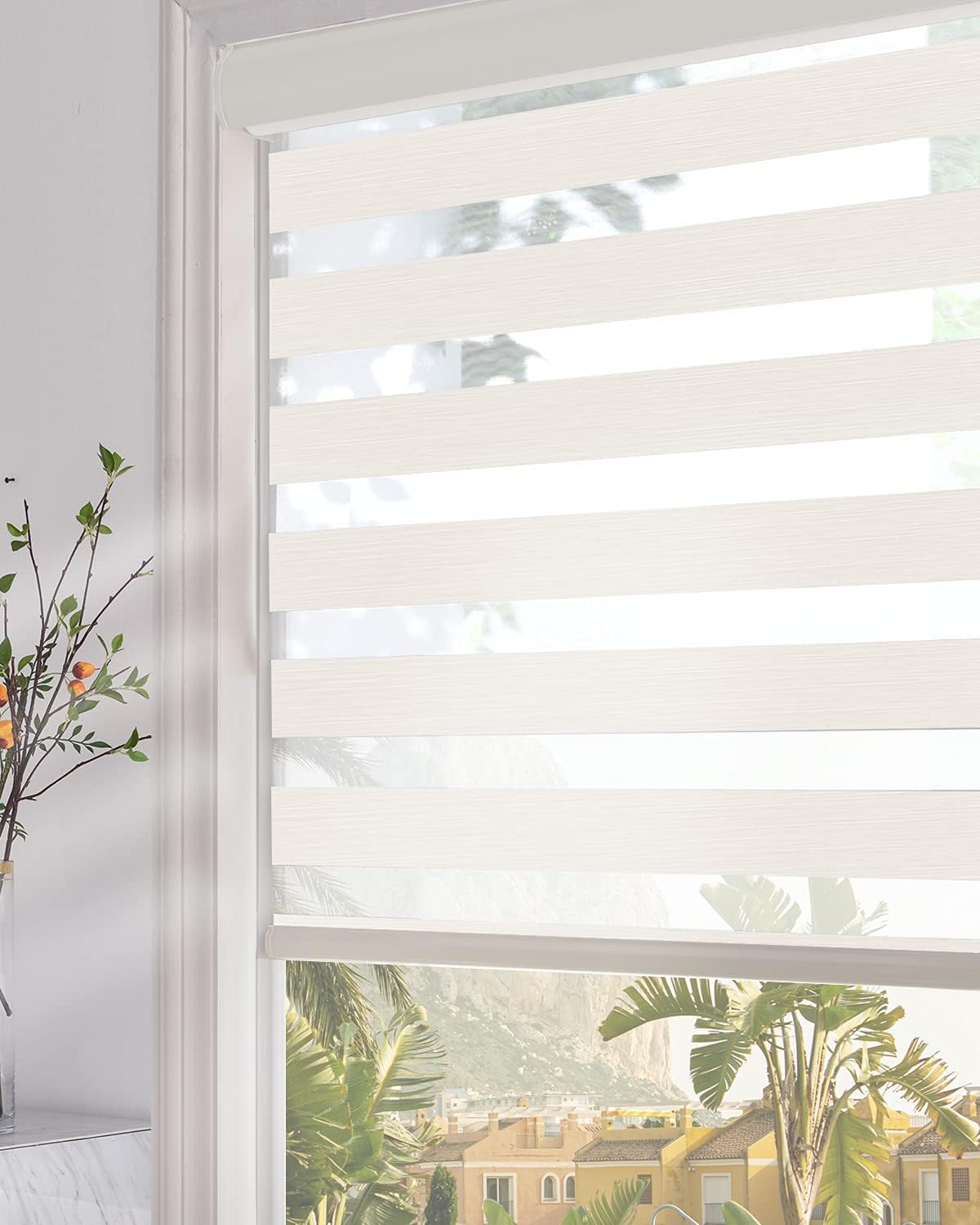 Persilux Zebra Blinds Dual Layer Roller Sheer Shades (Beige)