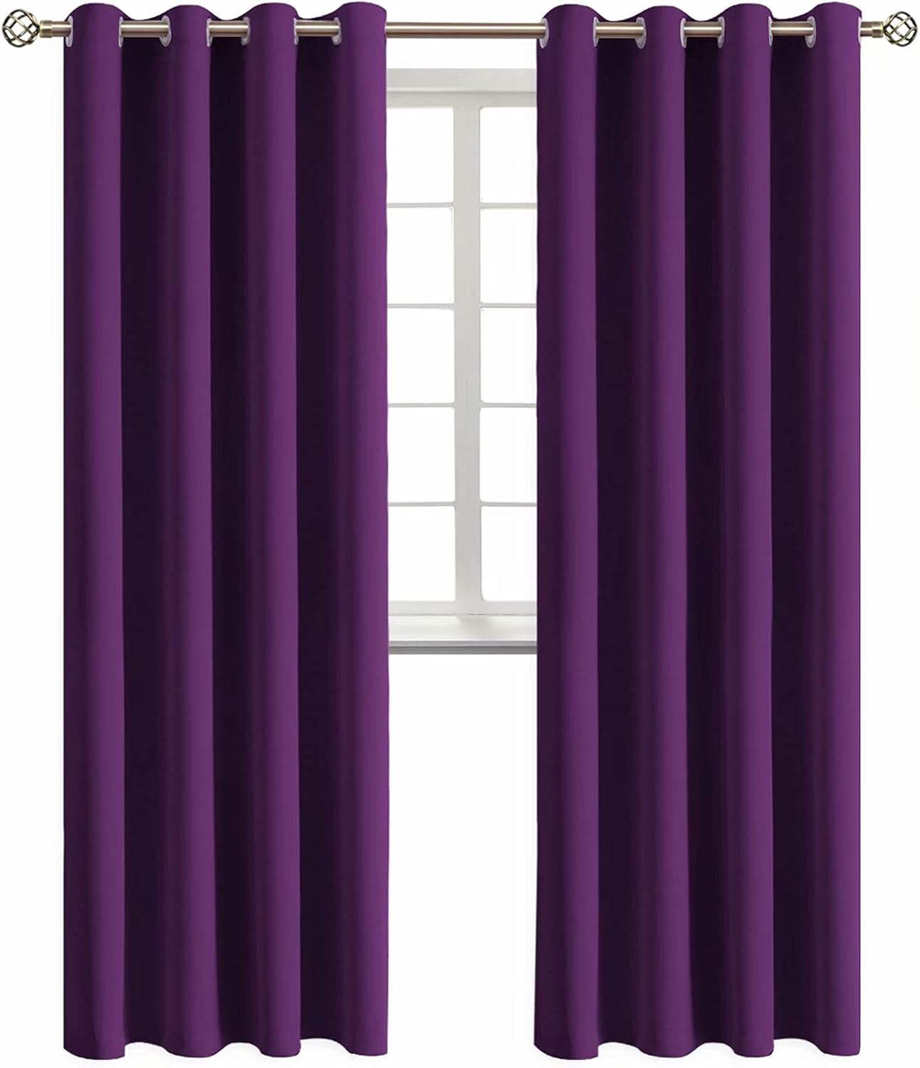 BGment Blackout Curtains - Grommet Thermal Insulated Room Darkening Bedroom and Living Room Curtain, Set of 2 Panels (52 x 95 Inch, Royal Purple)