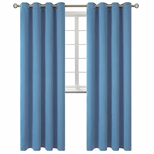 BGment Blackout Curtains for Bedroom - Grommet Thermal Insulated Room Darkening Curtains for Living Room, Set of 2 Panels (52 x 95 Inch, Faded Denim)