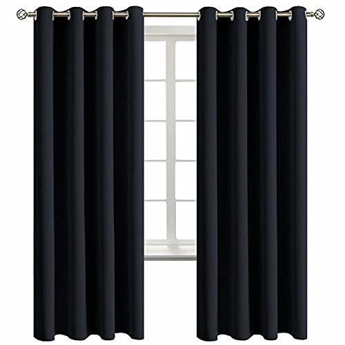 BGment Blackout Curtains for Living Room - 52 x 72 Inch, Black
