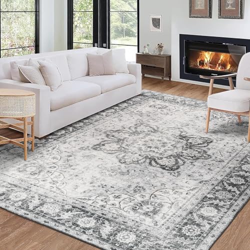 ReaLife Rugs Machine Washable Area Rug Runner - Living Room Bedroom Bathroom Kitchen Entryway Office - Padded Low Pile Stain Resistant Premium - Joy - Gray 3' x 5'