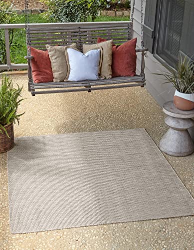 Unique Loom 8' Square, Light Gray/Ivory