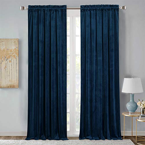 StangH Navy Blue Velvet Curtains 84"
