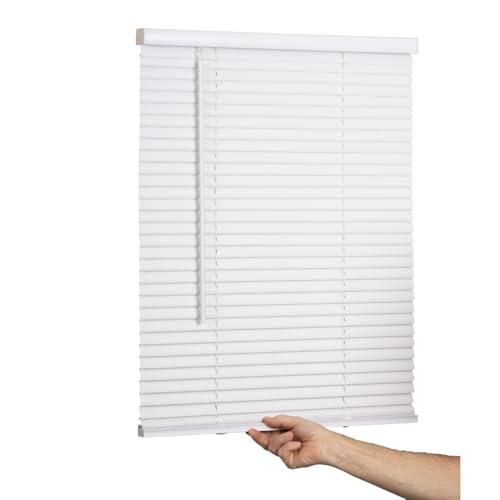 LOTUS & WINDOWARE Cordless Mini Blind, 1" Vinyl Slats, 23" Wide x 54" Long - White, Window Blinds for Home and Office, Interior Door Blinds - Light Filtering