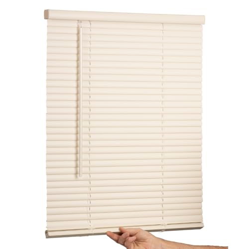 LOTUS & WINDOWARE Cordless Mini Blind, 1" Vinyl Slats, 28" x 72" - Alabaster
