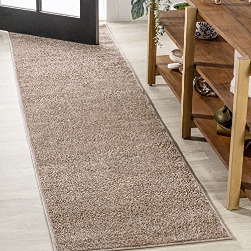 JONATHAN Y Haze Solid Low-Pile Beige Runner Rug 2x10, Coastal,Bohemian,Minimalist,Classic, Easy-Cleaning for Living Room,Bedroom,Kitchen,Pet Friendly,Non-Shedding (SEU100G-210)