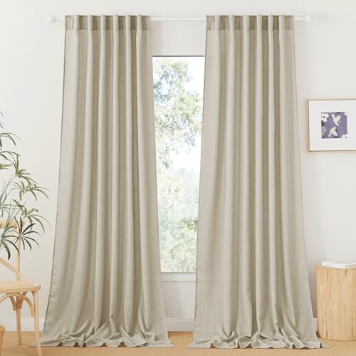 RYB HOME Linen Textured Curtains