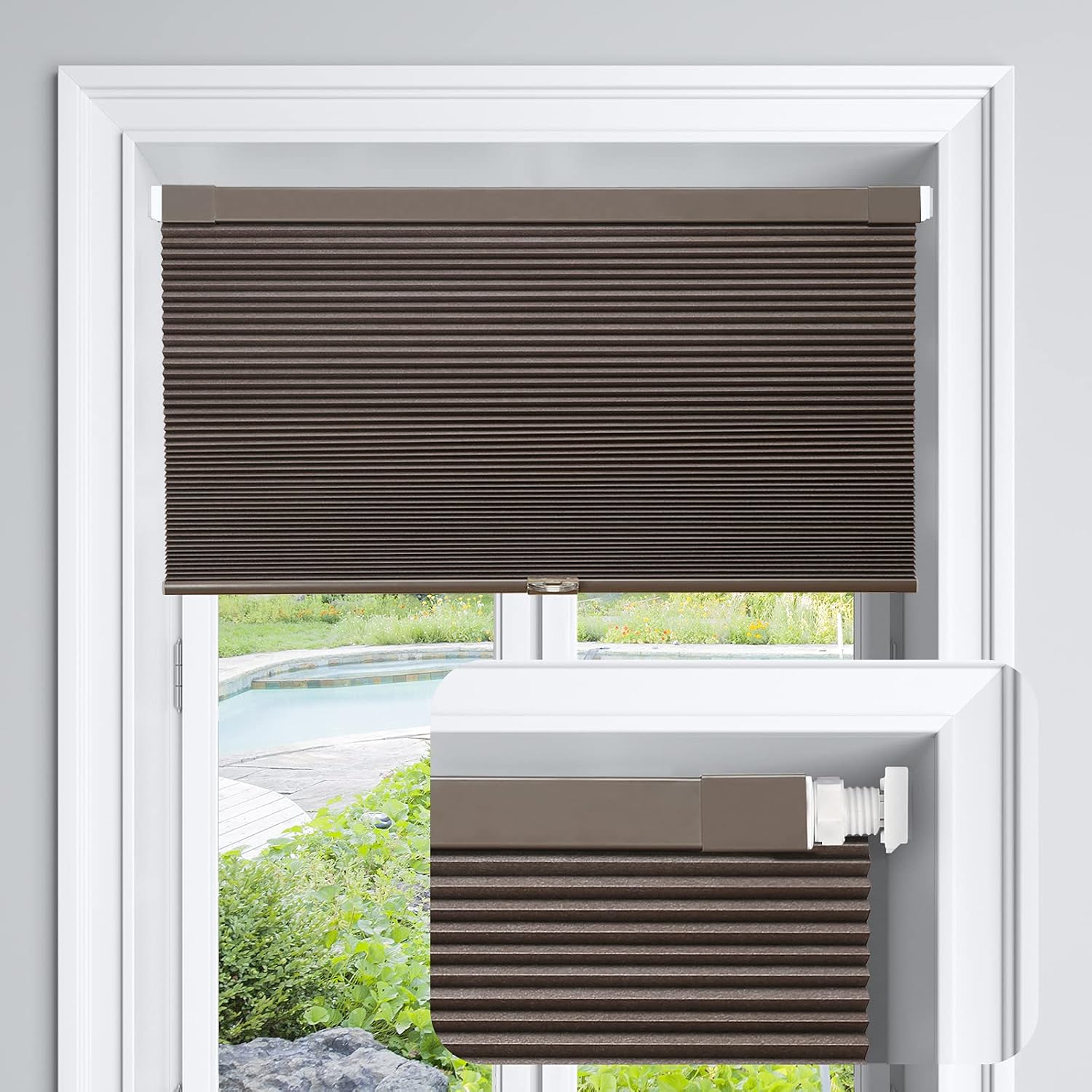 LazBlinds Cordless Cellular Shades, 33" x 64" (Dark Coffee)