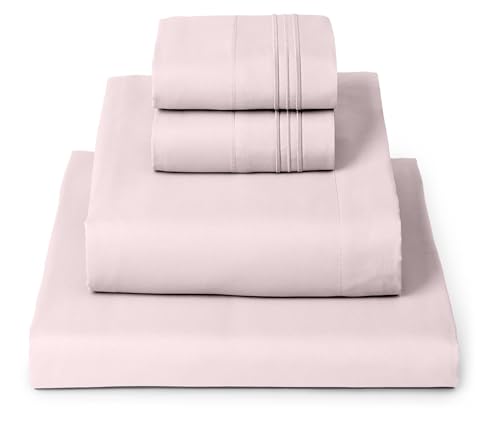 Mellanni California King Sheets Set - 4 PC Iconic Collection Bedding - Hotel Luxury, Extra Soft, Cooling Bed Sheets - Wrinkle, Fade, Stain Resistant (Cal King, Blush Pink)