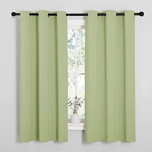 NICETOWN Curtains for Bedroom, Green Nursery Curtains Thermal Insulated, Grommet Top Blackout Drapes for Son's Room Privacy (Sage Green, 1 Pair, 42 x 63 inches)