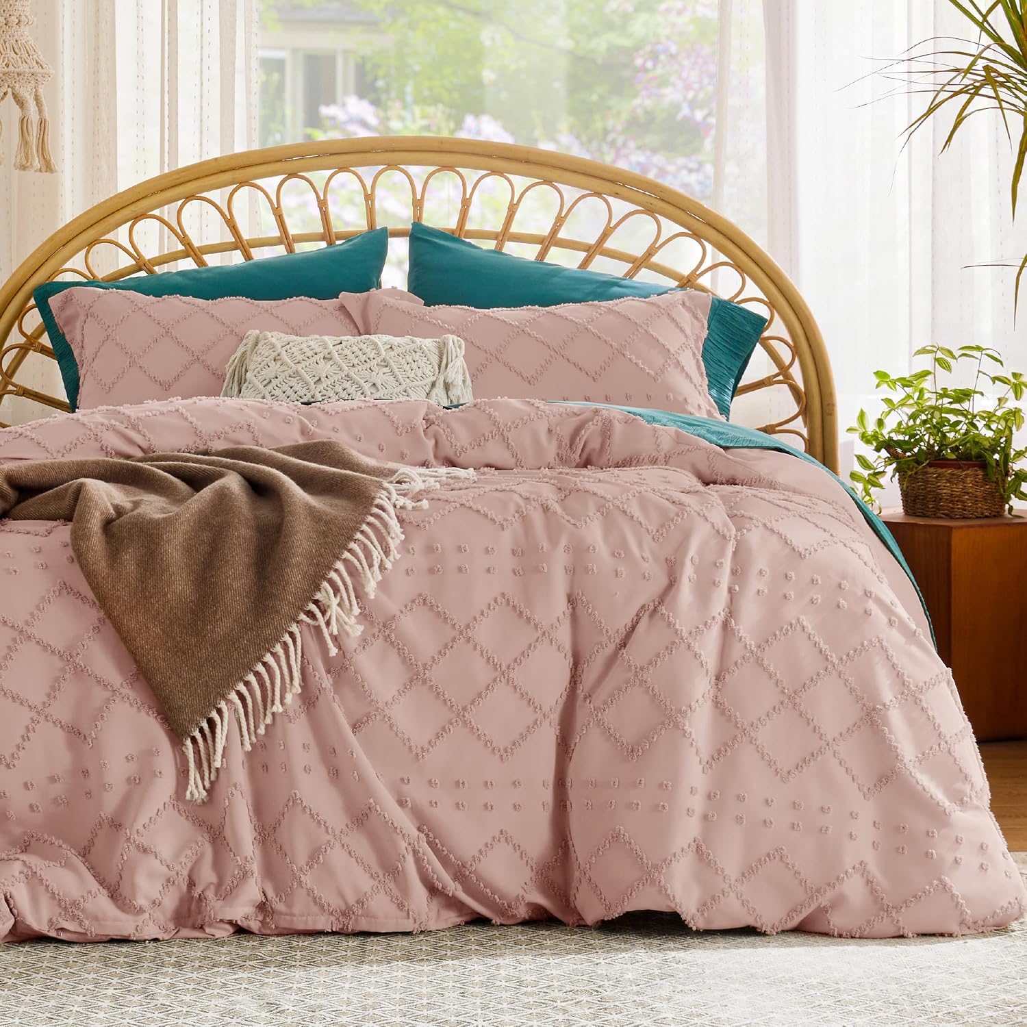 Bedsure Boho Queen Duvet - Pink