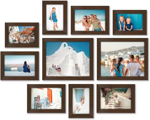 Americanflat Set of 10 Picture Frames with Shatter-Resistant Glass - Gallery Wall Frame Set with Two 8x10, Four 5x7 and Four 4x6 Frames - Signature Collection - Walnut