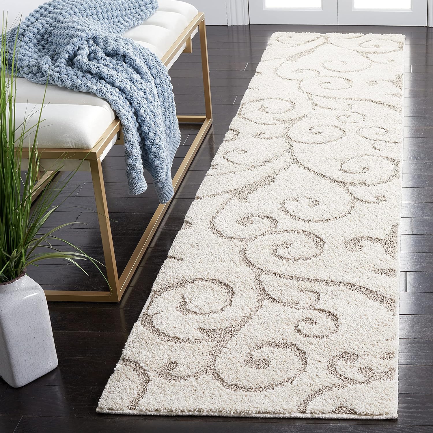 SAFAVIEH Florida Shag 2'3" x 9' Ivory & Beige