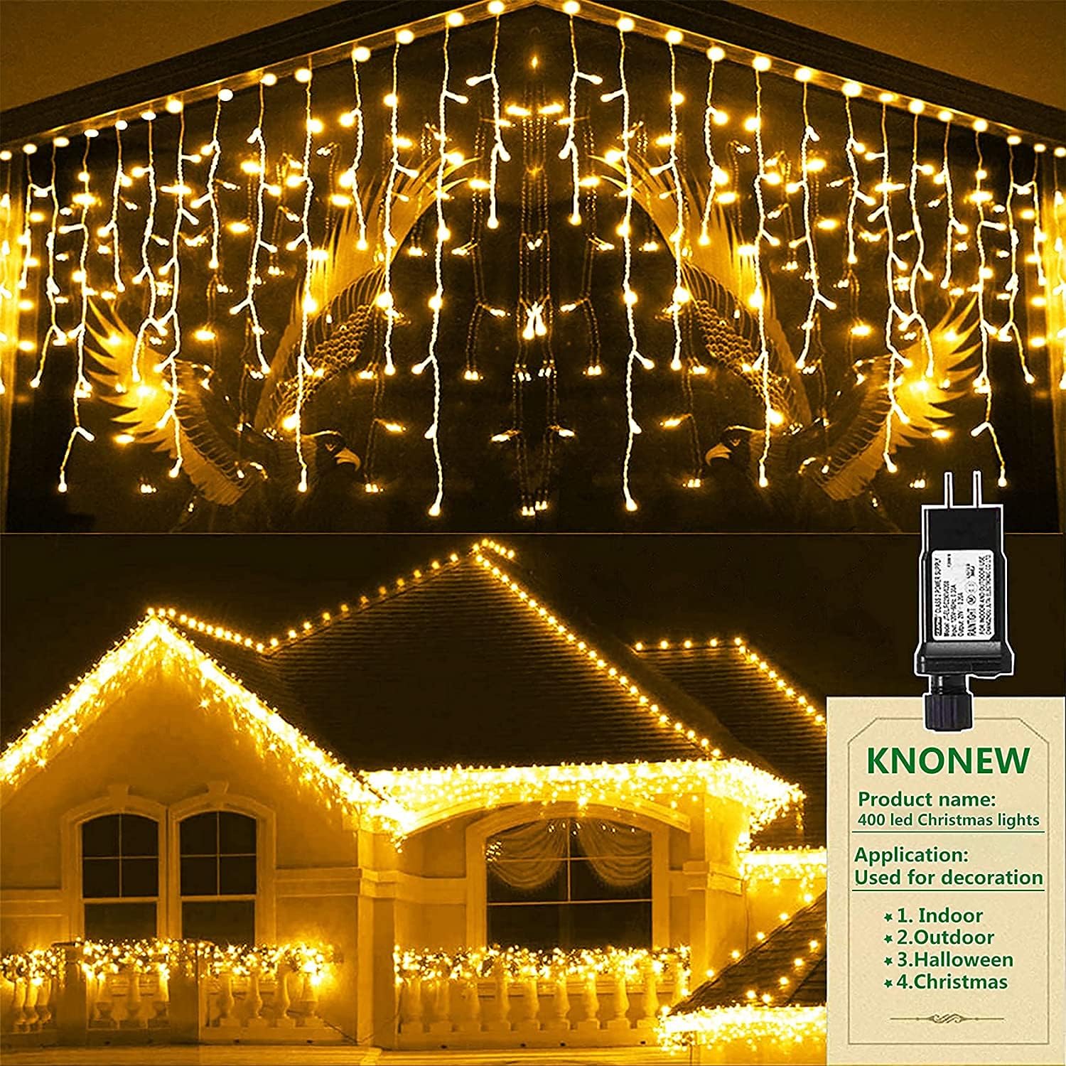 KNONEW 400 LED Curtain String Lights