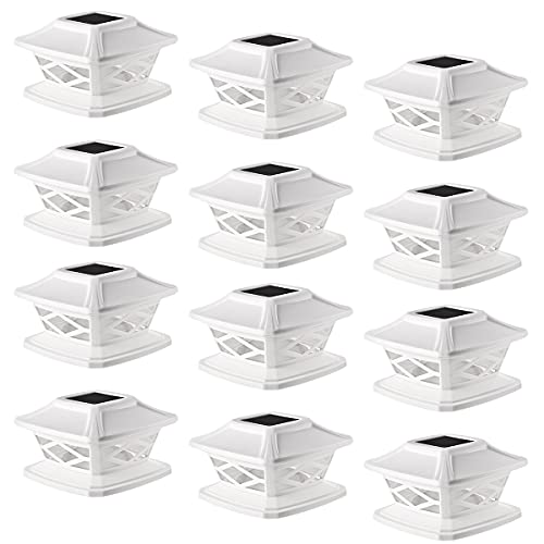TWINSLUXES Solar Post Lights Outdoor 2 Modes Waterproof LED Solar Post Cap Lights for 3.5x3.5 4x4 5x5 and 6x6 Wooden&Vinyl Post,Fence Post Solar Lights for Garden/Patio/Porch Solar Powered(12 Pack)