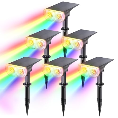 Linkind RGB Halloween Solar Lights Outdoor Waterproof IP67 StarRay Color Changing Spot Lights Outdoor for Yard Garden Pathway (Multicolor, 6 Pack)