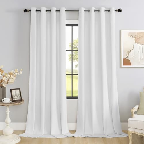 SMILETIME White 84 in Long Velvet Curtains
