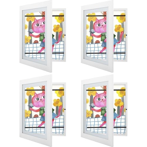 Golden State Art, 10x12.5 Kids Art Frames, Front-Opening, Great for Kids Drawings, Artworks, Children Art Projects, Schoolwork, Home or Office (White, Set of 4)