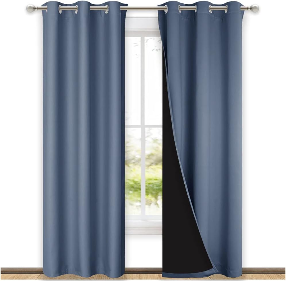 NICETOWN 100% Blackout Curtains (Stone Blue, 42")