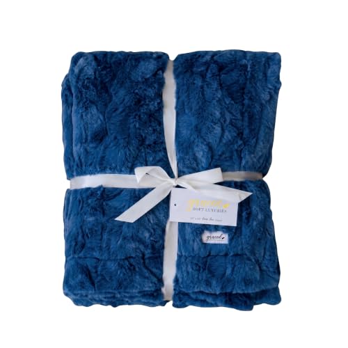 GRACED SOFT LUXURIES Throw Blanket Super Soft Warm Elegant Cozy Comfy Cozy Decorative Textured Faux Fur for Home, Bed, Couch, Sofa, Travel (Large 50" x 60", Blue)