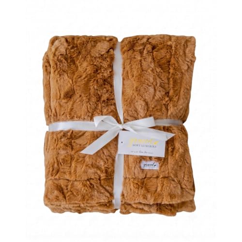 GRACED SOFT LUXURIES Throw Blanket Oversized Softest Warm Elegant Cozy Decorative Thick Faux Fur for Couch, Sofa, Bed, Living Room, Home (XL 60" x 80", Camel)