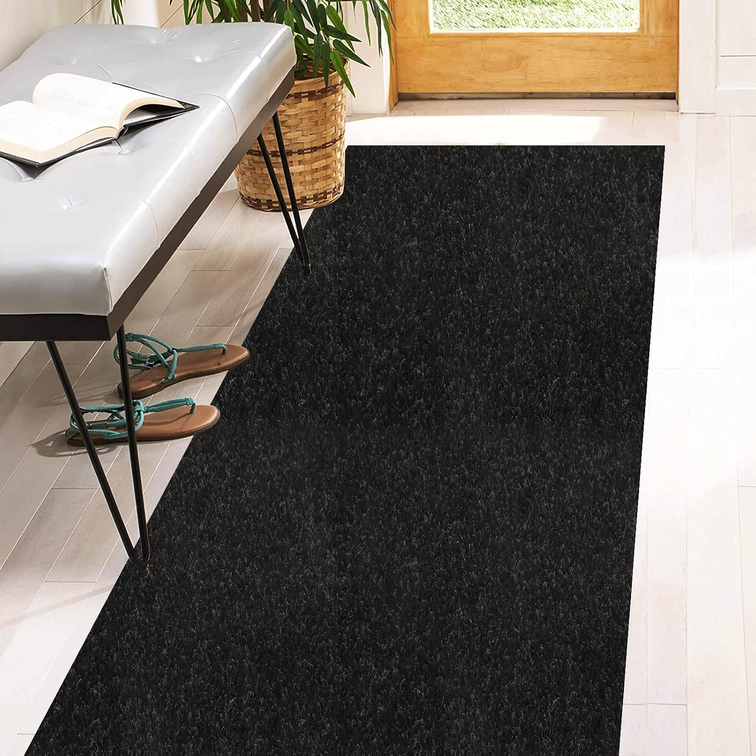 4' x 56' Runner Rugs with Rubber Backing (Black)