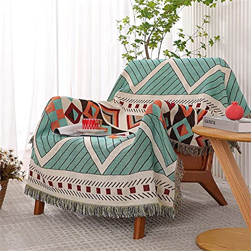 Homesy Southwestern Throw Blankets Navajo Aztec Throws and Blankets Green Multi-Function Boho Throw for Couch Chair Sofa Bed Home Outdoor Beach Car Tent Travel Camping 63"x87"