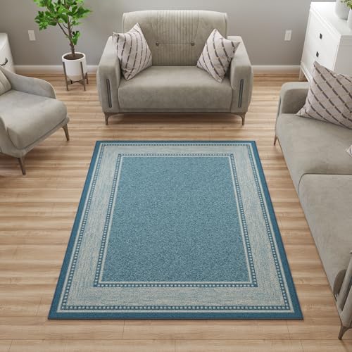 Ottomanson 5' x 6'6" Border Rug (Turquoise)