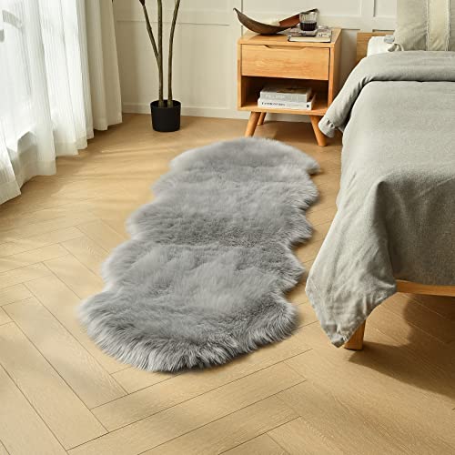 duduta Grey Faux Sheepskin Runner