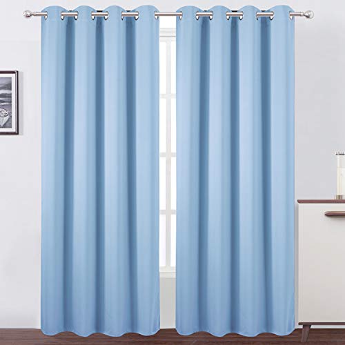 LEMOMO Sky Blue Thermal Blackout Curtains/52 x 108 Inch/Set of 2 Panels Room Darkening Curtains for Bedroom