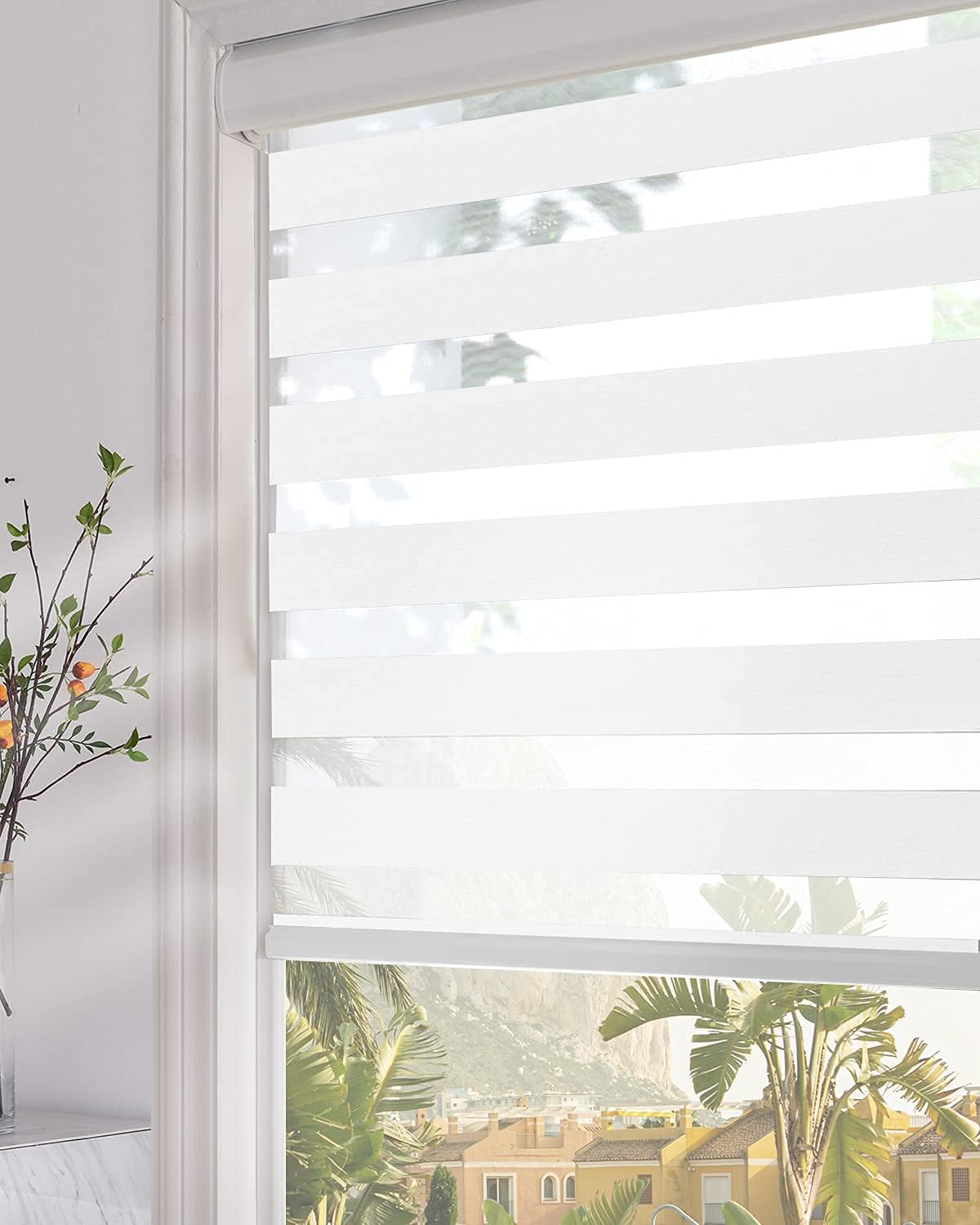 Persilux Zebra Blinds Dual Layer Sheer Roller Shades (White)