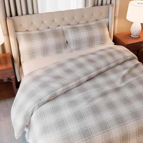 Mellanni Duvet Cover Queen Size Set - 5 PC Iconic Collection Bedding Set - Hotel Luxury, Soft & Cooling - 1 Comforter Cover, 2 Shams, 2 Pillow Cases - Button Closure and Corner Ties (Queen, Beige)