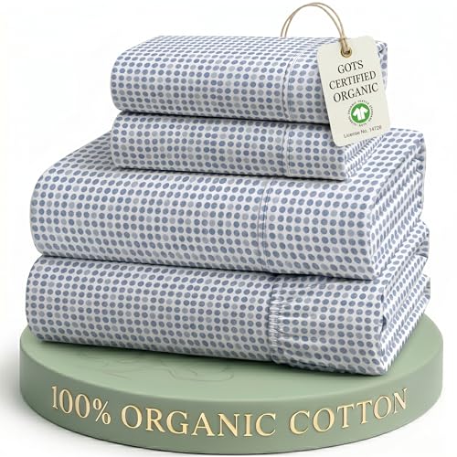 LANE LINEN 100% Organic Cotton Full Sheets Set - Polka Dot