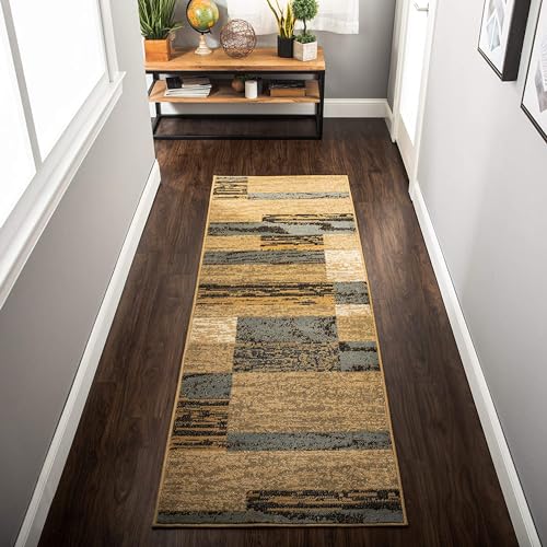 SUPERIOR Indoor Runner Rug, Light Blue-Beige