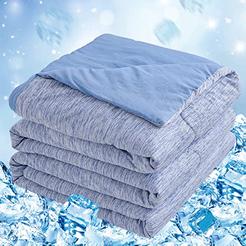 CHOSHOME Cooling Comforter King Size, Cooling Blanket with Q-Max 0.45 Arc-Chill Cooling Fiber for Hot Sleeper and Night Sweats, Cool Soft Thin Breathable Summer Comforter for Bed, (90" x 108", Blue)