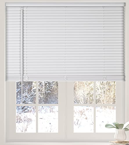 Calyx Interiors Cordless White 1 Light Filtering Mini Blinds 69.5 W x 73 H Window Blinds for Home, Vinyl Horizontal Blinds for Indoor Windows