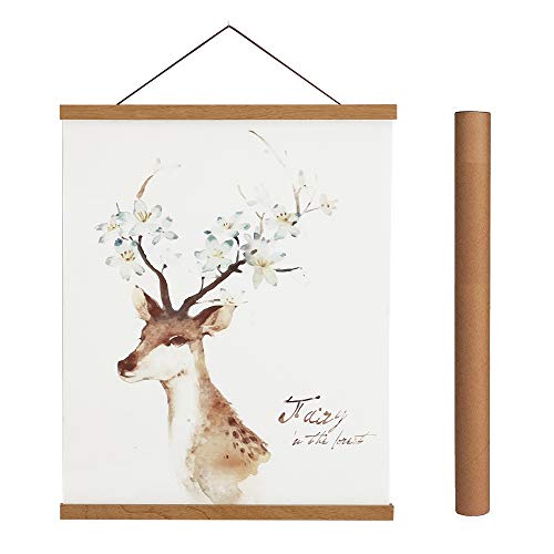 Artmag Magnetic Poster Hanger Frame, 55x36 55x30 55x60 Light Wood Wooden Magnet Canvas Artwork Print Dowel Poster Hangers Frames Hanging Kit (Teak Wood, 55")