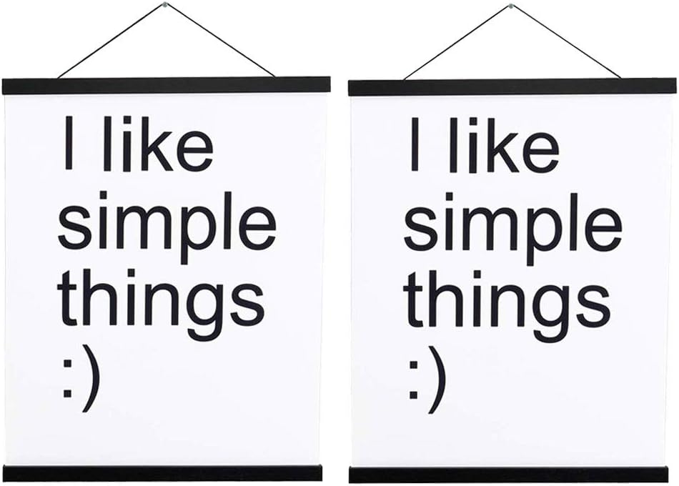 Artmag 2 Pack Magnetic Poster Hanger Frame, 47x36 47x30 47x60 Light Wood Wooden Magnet Canvas Artwork Print Dowel Poster Hangers Frames Hanging Kit (Black, 47", 2 Packs)