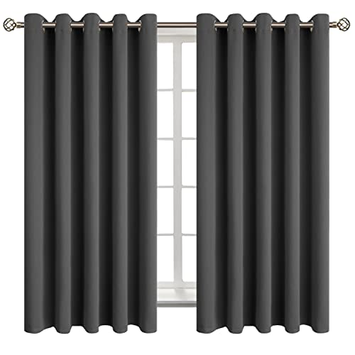 BGment Blackout Curtains for Bedroom - Grommet Thermal Insulated Room Darkening Curtains for Living Room, Set of 2 Panels (70 x 63 Inch, Dark Grey)