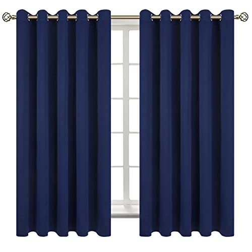 BGment Blackout Curtains for Bedroom - Grommet Thermal Insulated Room Darkening Curtains for Living Room, Set of 2 Panels (70 x 63 Inch, Navy Blue)