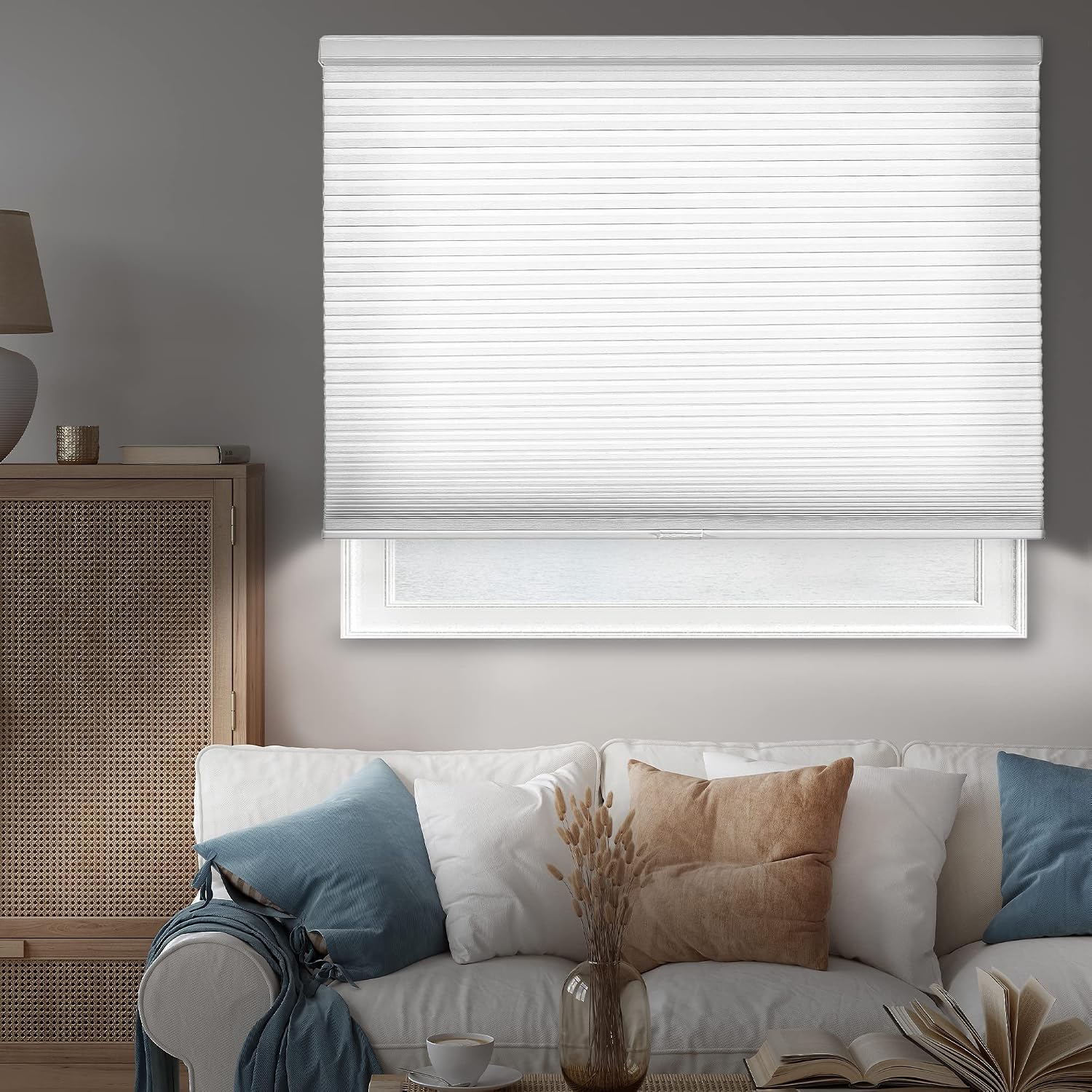 CHICOLOGY Cellular Shades, Window Blinds Cordless, Blinds for Windows, Window Shades for Home, Window Coverings, Cellular Blinds, Door Blinds, Evening Mist, 62" W X 64" H